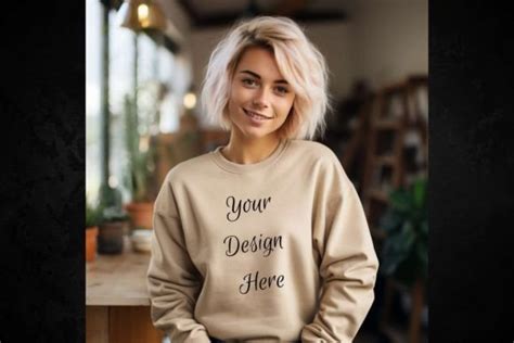 Gildan Mockup Sand Sweatshirt Graphic By Digidreamsgb Creative