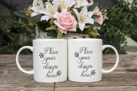 Two Coffee Mug Mock Ups Double Mockup Mugs Set Of 2 Cups 274071 Mock Ups Design Bundles