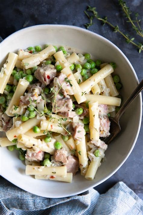 30 Minute Creamy Ham And Pea Pasta The Forked Spoon