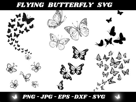 Flying Butterflies Svg Butterfly Silhouette Svg Design Layout