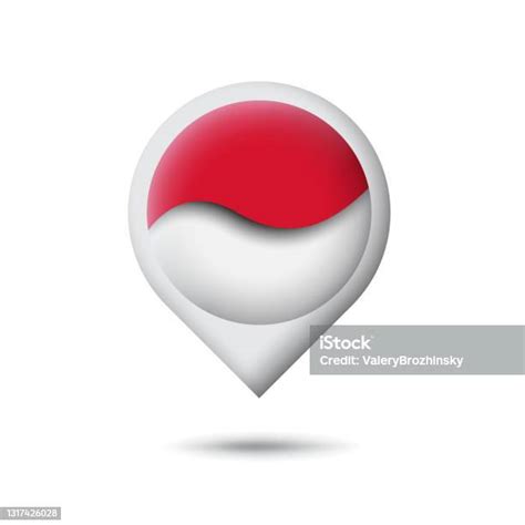 Indonesia Flag Icon In The Shape Of Pointer Map Marker Waving In The Wind Abstract Waving