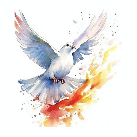 Premium Ai Image Illustration Of Pentecost Holy Spirit Dove Hand Drawn Peace Dove Watercolor