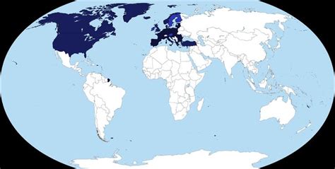 Map Of The World Depicting The Member States Of NATO And The EU