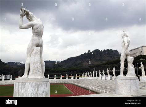 Statue Of Athlete In Stadio Dei Marmi Stadium Of The Marbles A Sport