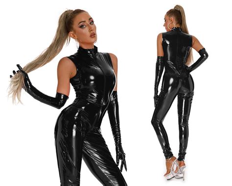 Latex Catsuit Black Latex Bodysuit Latex Dress Dominatrix Etsy