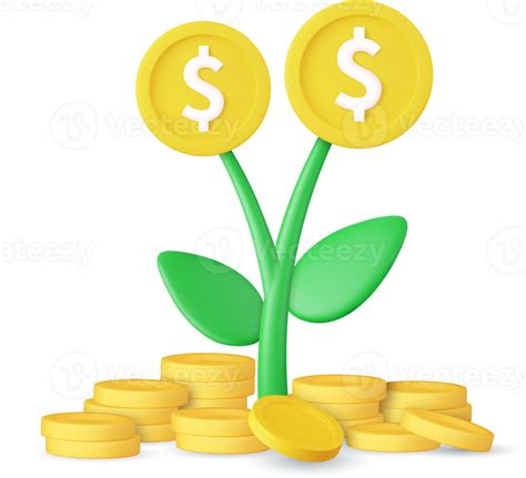 3d Money Tree Plant With Coin 38943095 Png