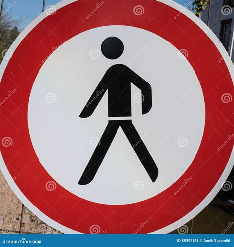 German Traffic Sign Pedestrian Area Stock Photo Image Of Warning