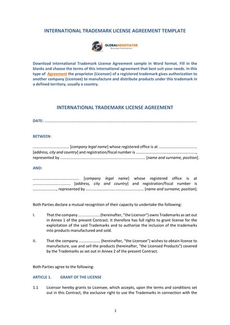 Licence Agreement Template Free | DocTemplates