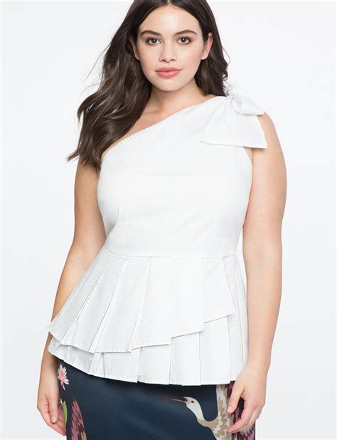 Eloquii One Shoulder Pleated Peplum Top Plus Size Outfits Plus Size Fashion For Women Plus