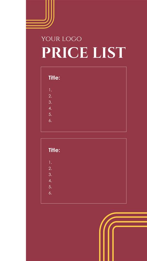 Free Price List Templates, Editable and Printable