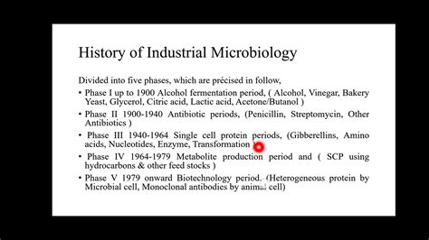 Phases Of Industrial Microbiology History Industrial Microbiology Youtube