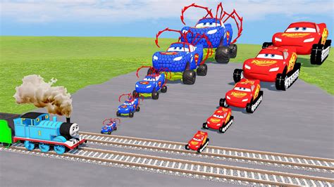 Big Small Monster Truck Lightning Mcqueen Vs Tank Lightning Mcqueen