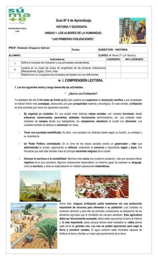 Guia 4 Las Primeras Civilizaciones PDF