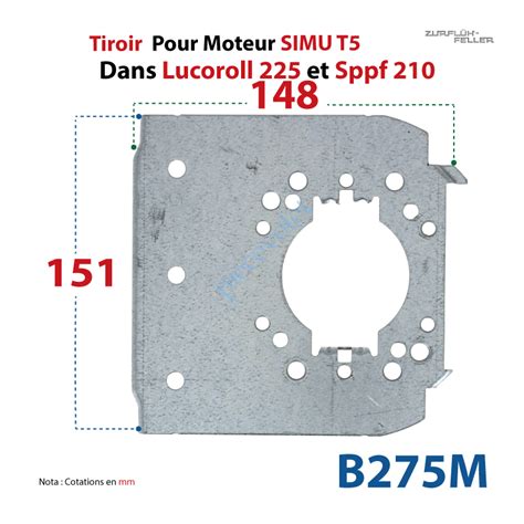 Zurflüh Feller B275M Tiroir Support Moteur Simu T5 Sans Clip en Acier