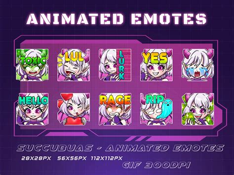 10 Succubus Demon Girl Animated Twitch Emotes Pack Youtube Etsy Canada