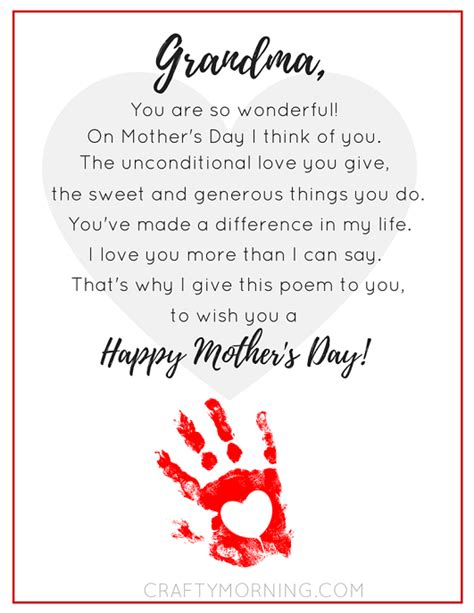 Printable Mother S Day Poem For Grandma Mothers Day Poems Mother S Day Printables Mother S