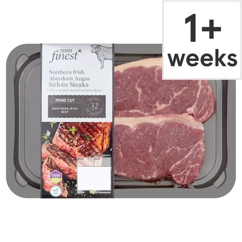 Tesco Finest Northern Ireland Aberdeen Angus Sirloin Steaks 454g Tesco Groceries