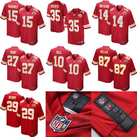 China Chiefs Red Custom Game Customized On Field Patch Football Jerseys