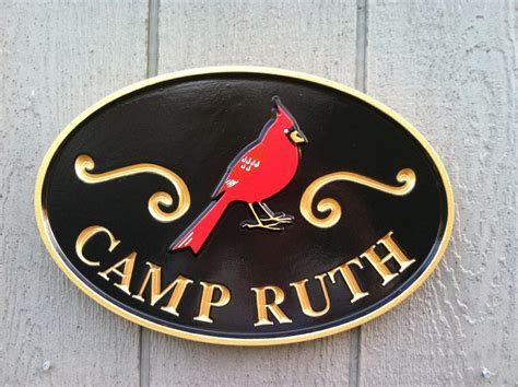 Personalized Camp Name Entrance Sign With Cardinal The Carving Company