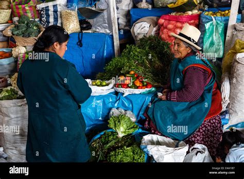 Vegetable Stall At San Pedro Market Cuzco Peru South America Stock