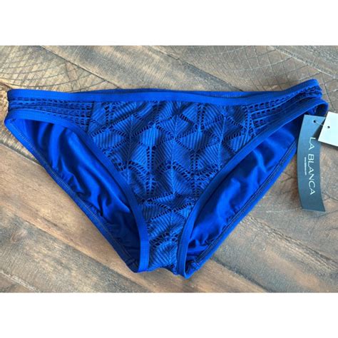 La Blanca Swim Nwt La Blanca Swim Bottoms Sz Island Goddess Bikini Blue Crochet Open Sides