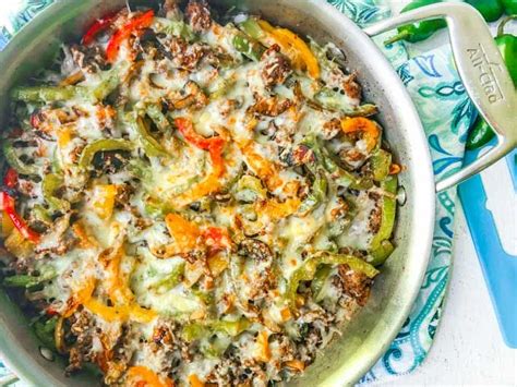 Low Carb Philly Cheesesteak Skillet Using Ground Beef In Only