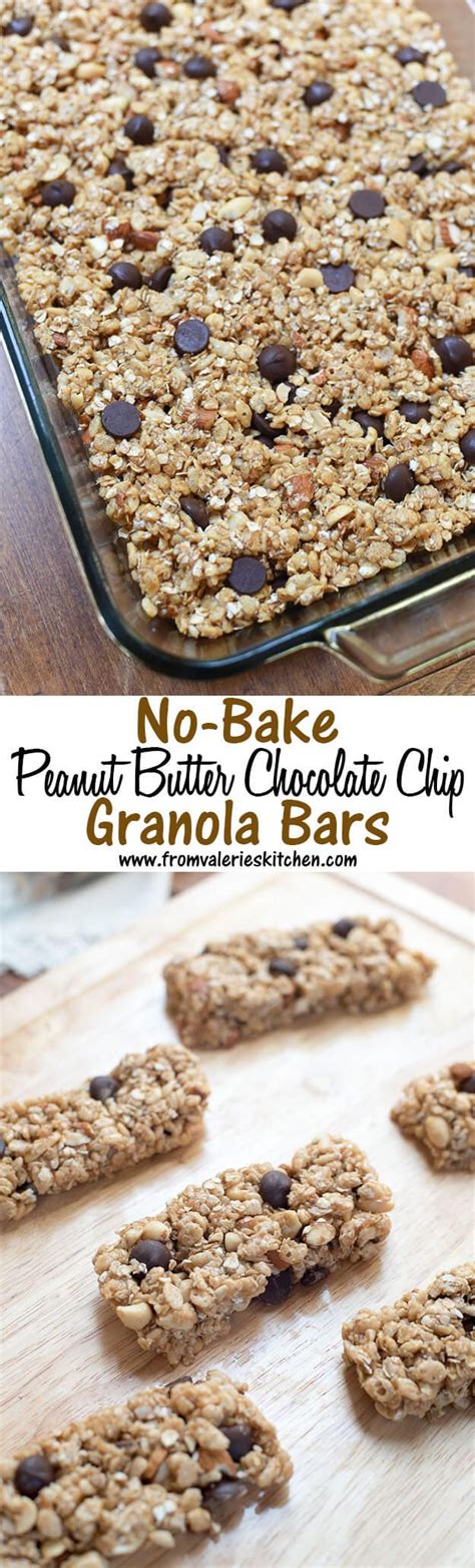 No Bake Peanut Butter Chocolate Chip Granola Bars Homemade Snacks No