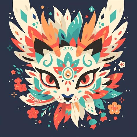Premium Vector Mythical Characters On Vibrant Traditional Masks