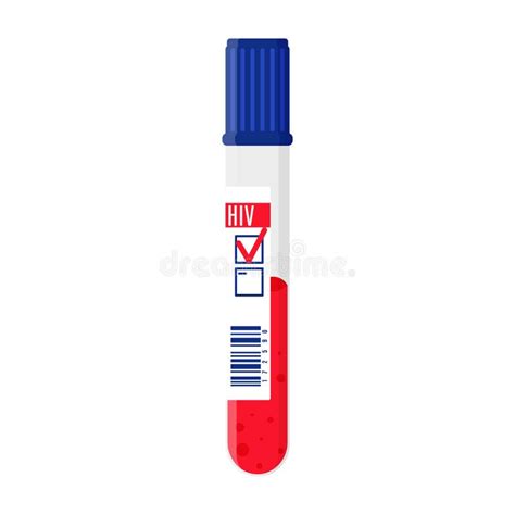 Vector Cartoon Positive Test Tube With Blood Testing For HIV Stock