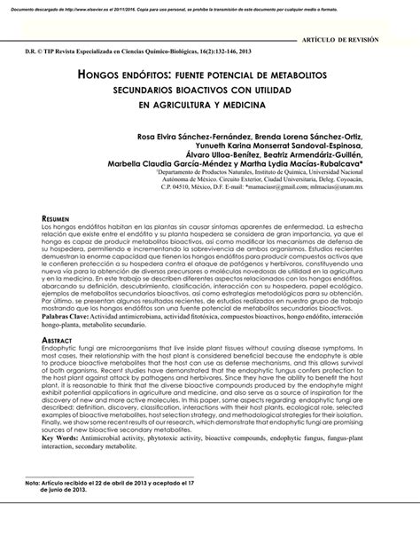 HONGOS ENDÓFITOS FUENTE POTENCIAL DE METABOLITOS