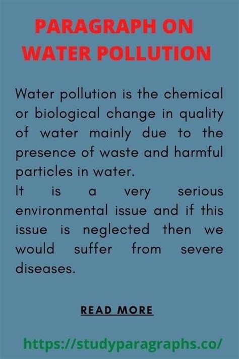 Paragraph On Water Pollution In 100 To 500 For Class 3 10 Water