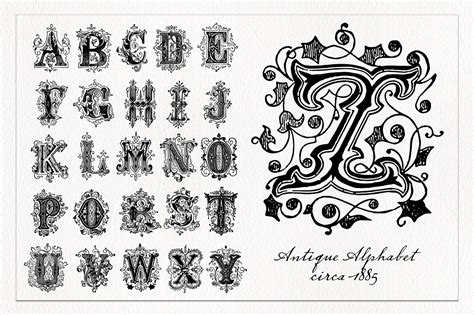 Decorative Alphabet 1 Photoshop Brushes | 2 Lil' Owls Studio