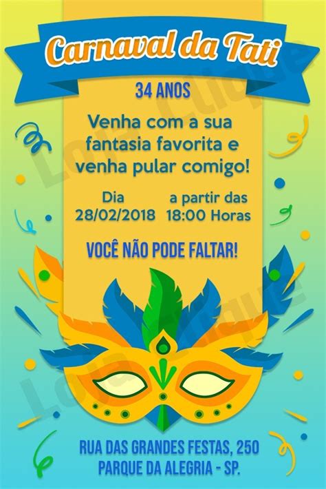 Convite De Carnaval Digital Aniversário R 16 00 em Mercado Livre