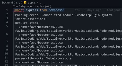 Javascript Vs Code Error Parsing Error Cannot Find Module Babel