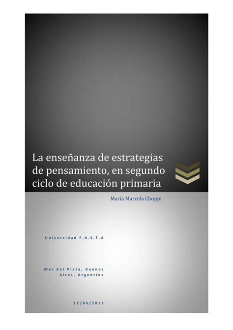 Pdf La Ense Anza De Estrategias De Pensamiento En Segundo Pdf