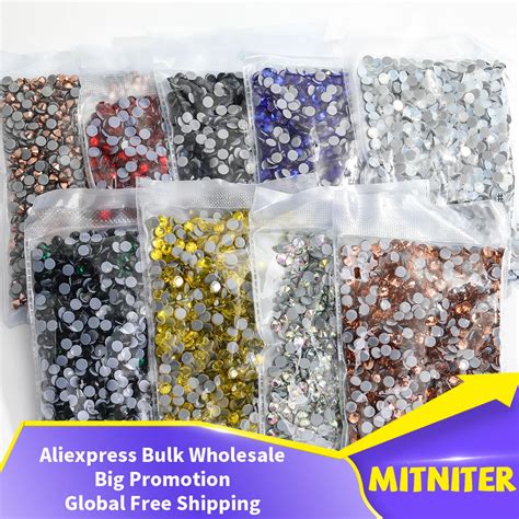 1440Pcs Glitter Glass Hot Fix Rhinestones Fabric Clothes Decoration Flatback Iron For DIY Nails