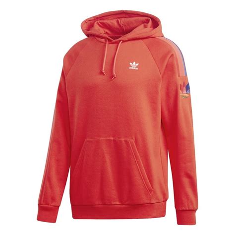 Adidas Originals Heren Adicolor 3d Trefoil 3 Stripes Hoodie Rood