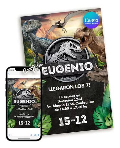 Invitaci N Tarjeta Jurassic World Editable Canvas Imprimible En Venta