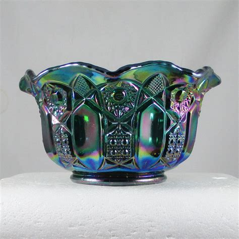 Le Smith Green Quintec Carnival Glass Bowl Carnival Glass