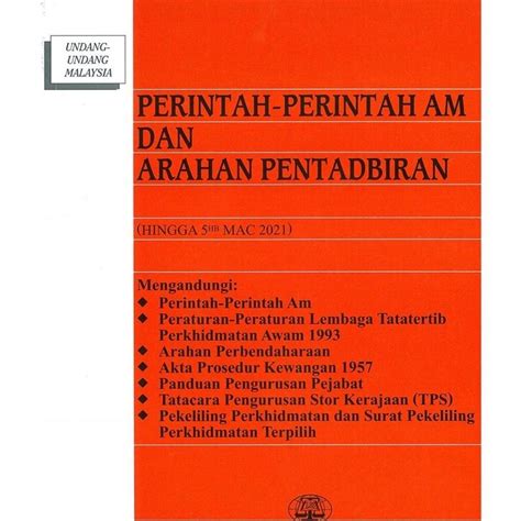 Edisi Terbaru Perintah Perintah Am Dan Arahan Pentadbiran Hingga 1 Mac 2021 Shopee Malaysia