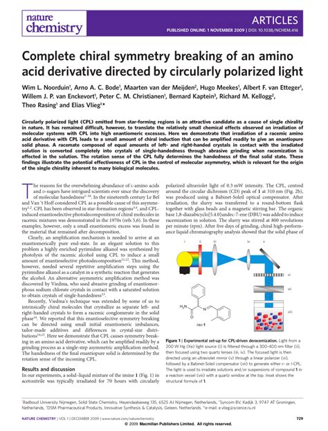 PDF Complete Chiral Symmetry Breaking Of An Amino Acid Derivative