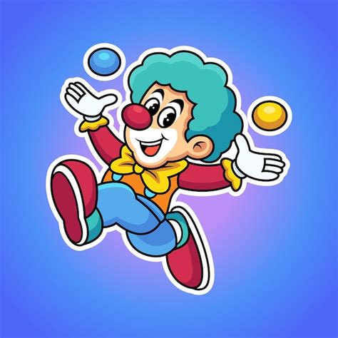 Illustration De Clown Drôle Avec Dessin Animé Boule Vecteur Premium