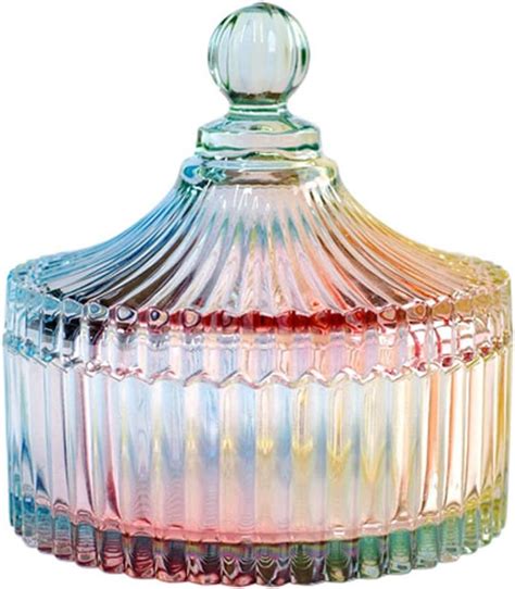 Choold Luxury Colorful Tent Shaped Crystal Candy Jar With Lid Clear Glass Apothecary