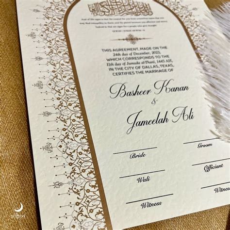 A Luxury Nikkah Certificate With Feather Pen Nikkah Nama Nikkah