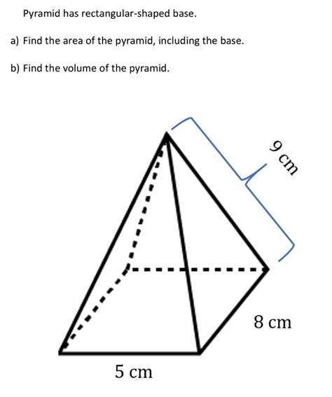 Solved Pyramid Has Rectangular Shaped Base A Find The Area