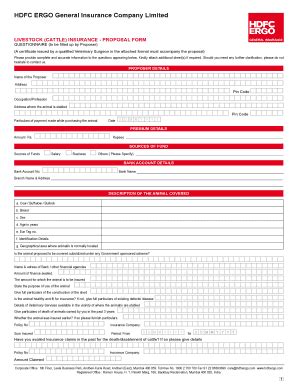 Fillable Online Livestock Cattle Insurance Proposal Form Fax Email