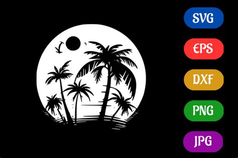 Tropical Silhouette Vector Svg Eps Dxf Graphic By Creative Oasis