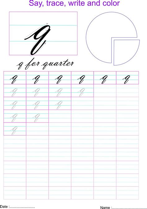 Cursive Small Letter Q Worksheet