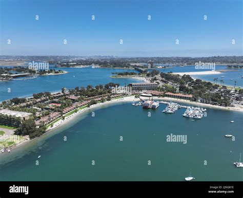 Aerial View Of Boats And Kayaks In Mission Bay In San Diego California