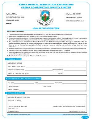 Kma Sacco Member S Loan Application Fill And Sign Printable Template